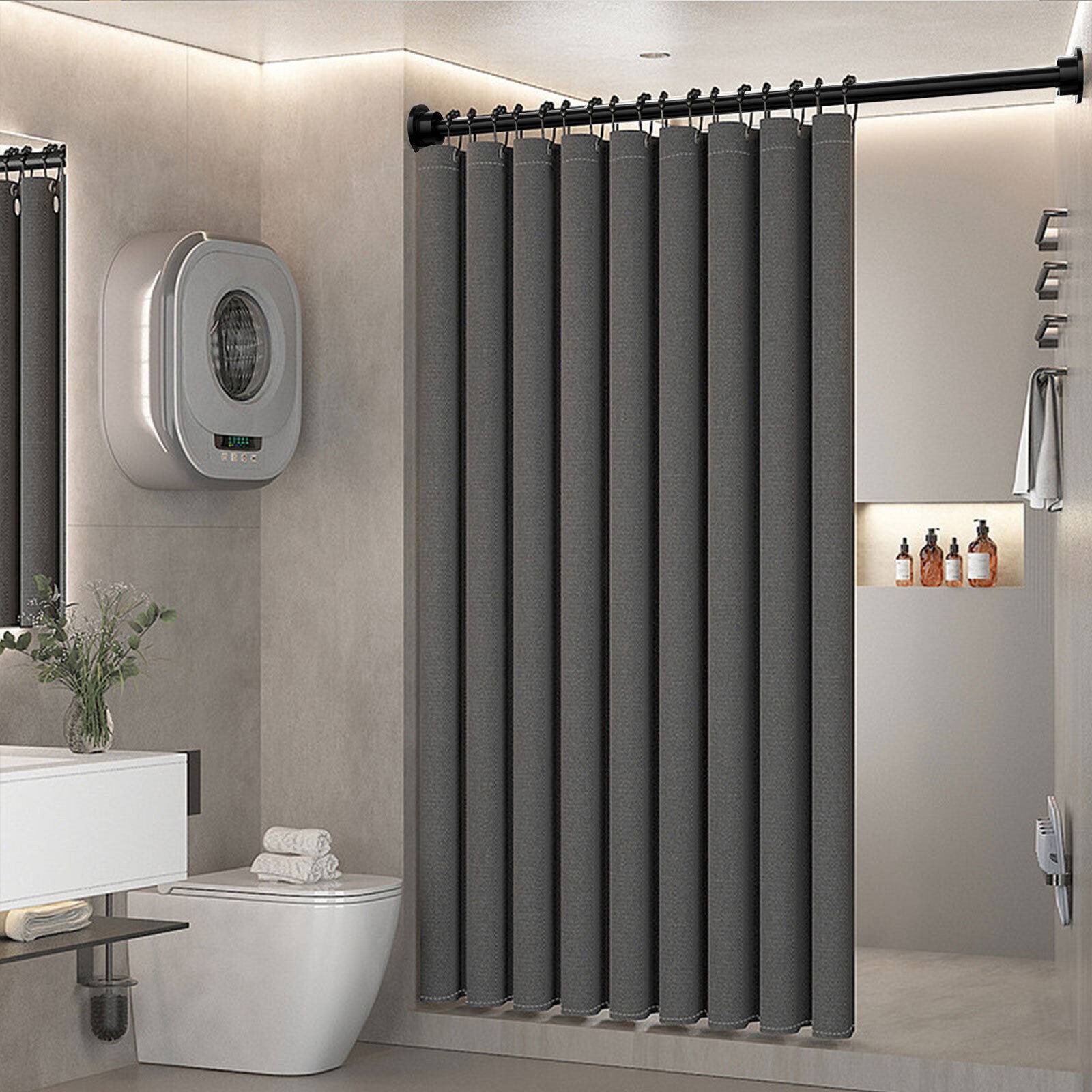 Duschvorhangstange Teleskop Klemm Vorhang Kleider Stange Duschvorhang Ständer Stange Schwarz 125-240cm