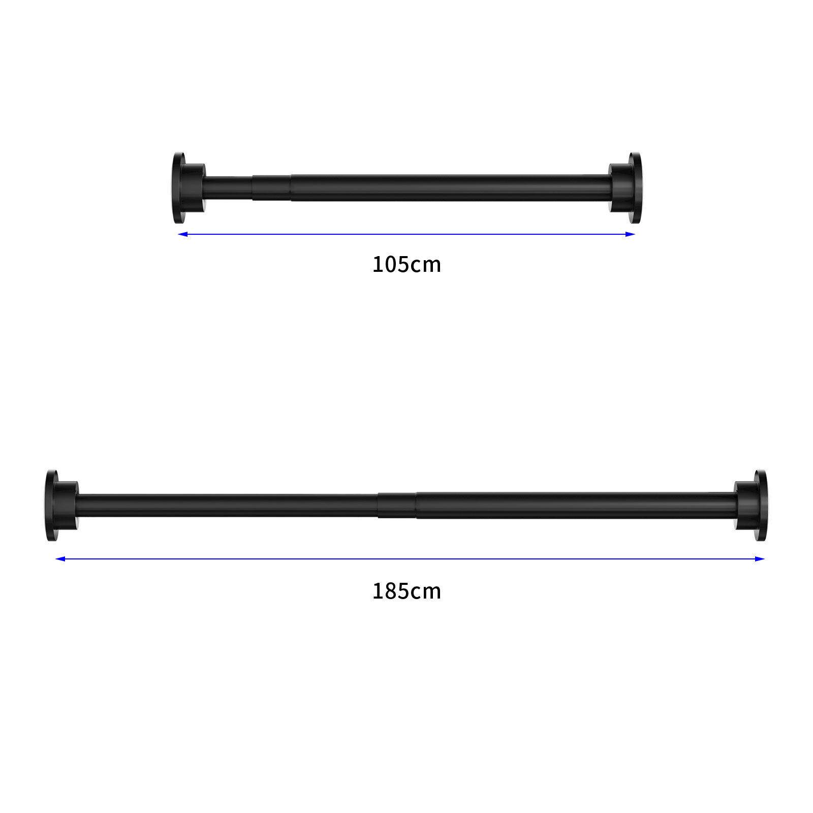 Duschvorhangstange Teleskop Klemm Vorhang Kleider Stange Duschvorhang Ständer Stange Schwarz 105-185cm