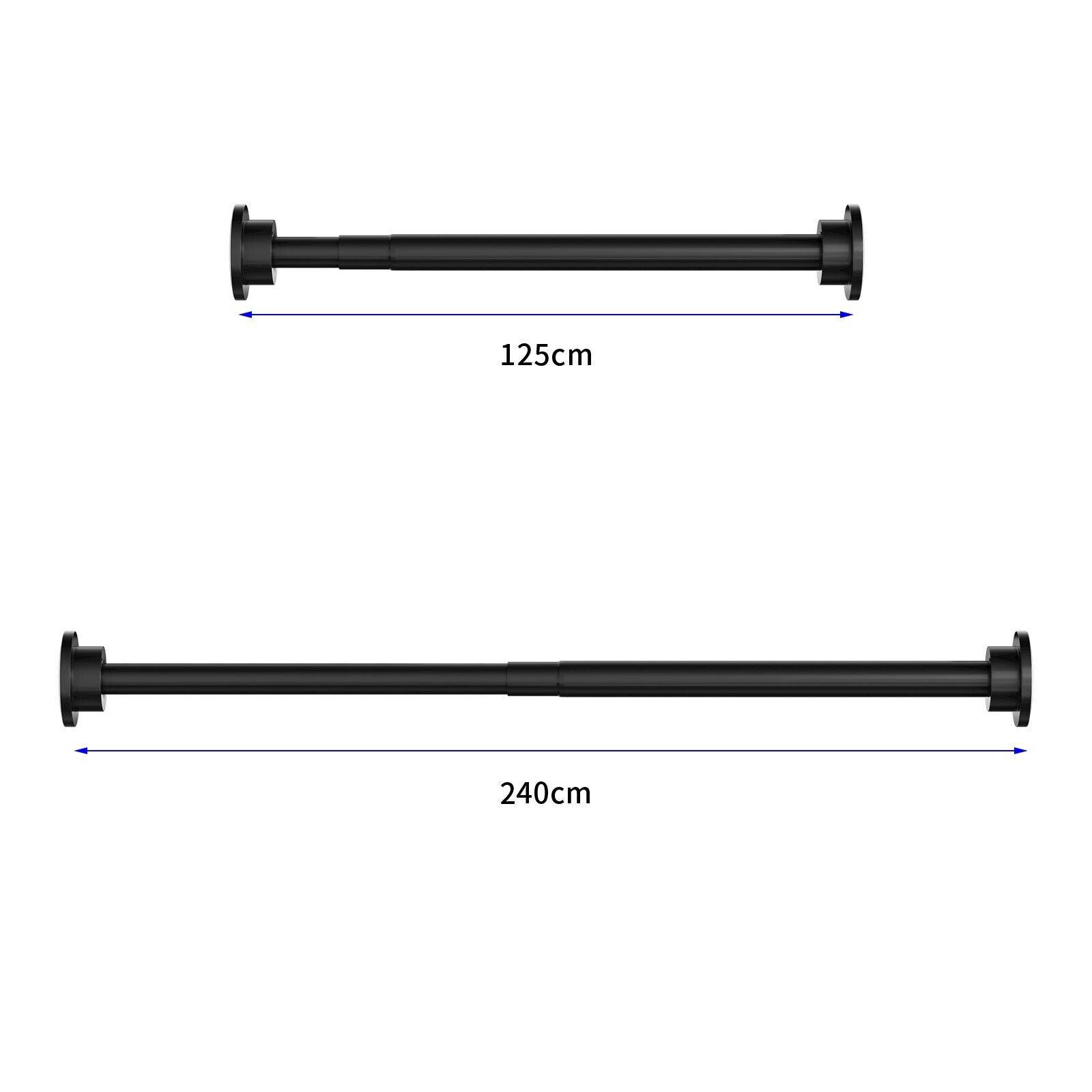 Duschvorhangstange Teleskop Klemm Vorhang Kleider Stange Duschvorhang Ständer Stange Schwarz 125-240cm