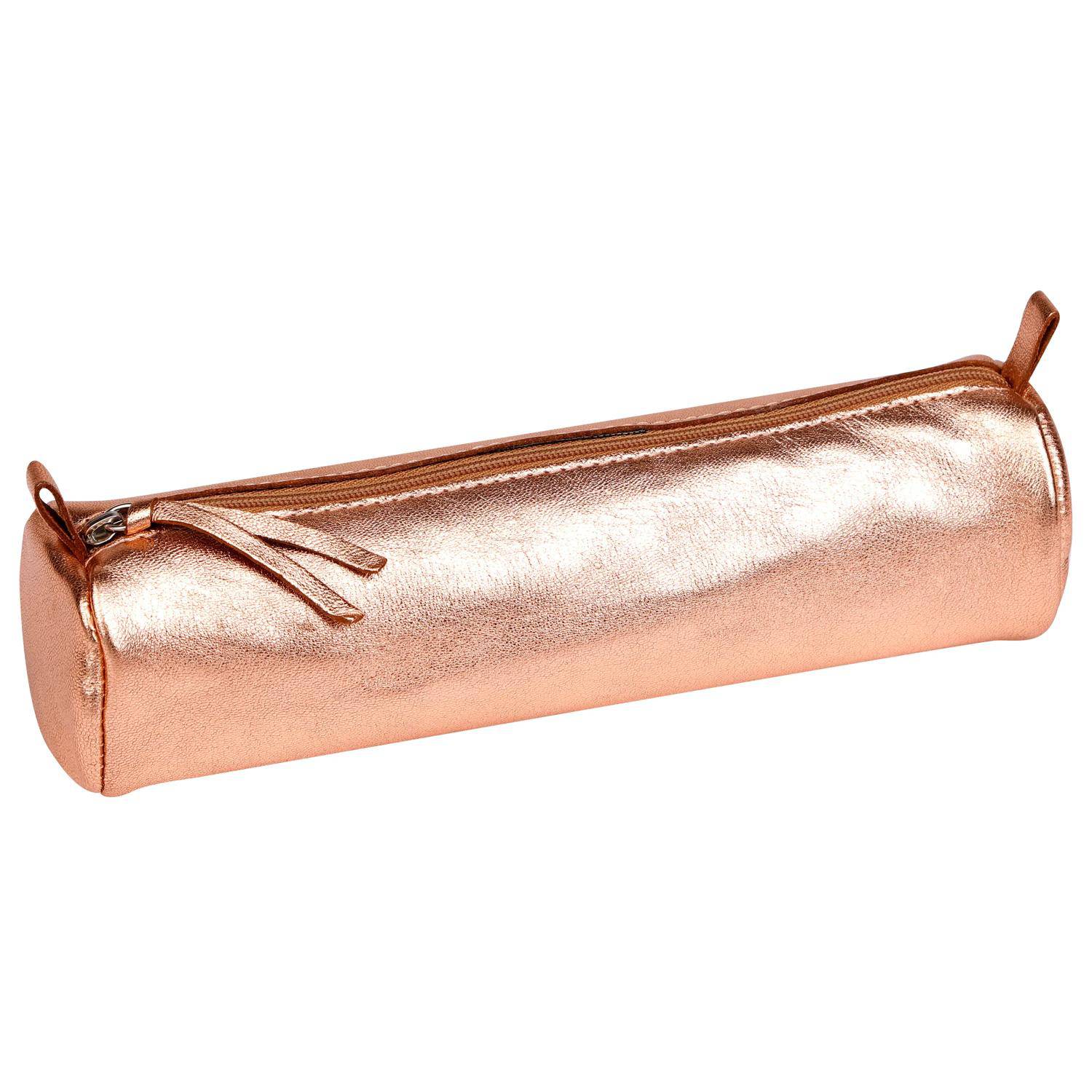 Clairefontaine 4x Schlampermäppchen Leder Cuirisé rund Ø5,5x22cm Kupfer 8687C