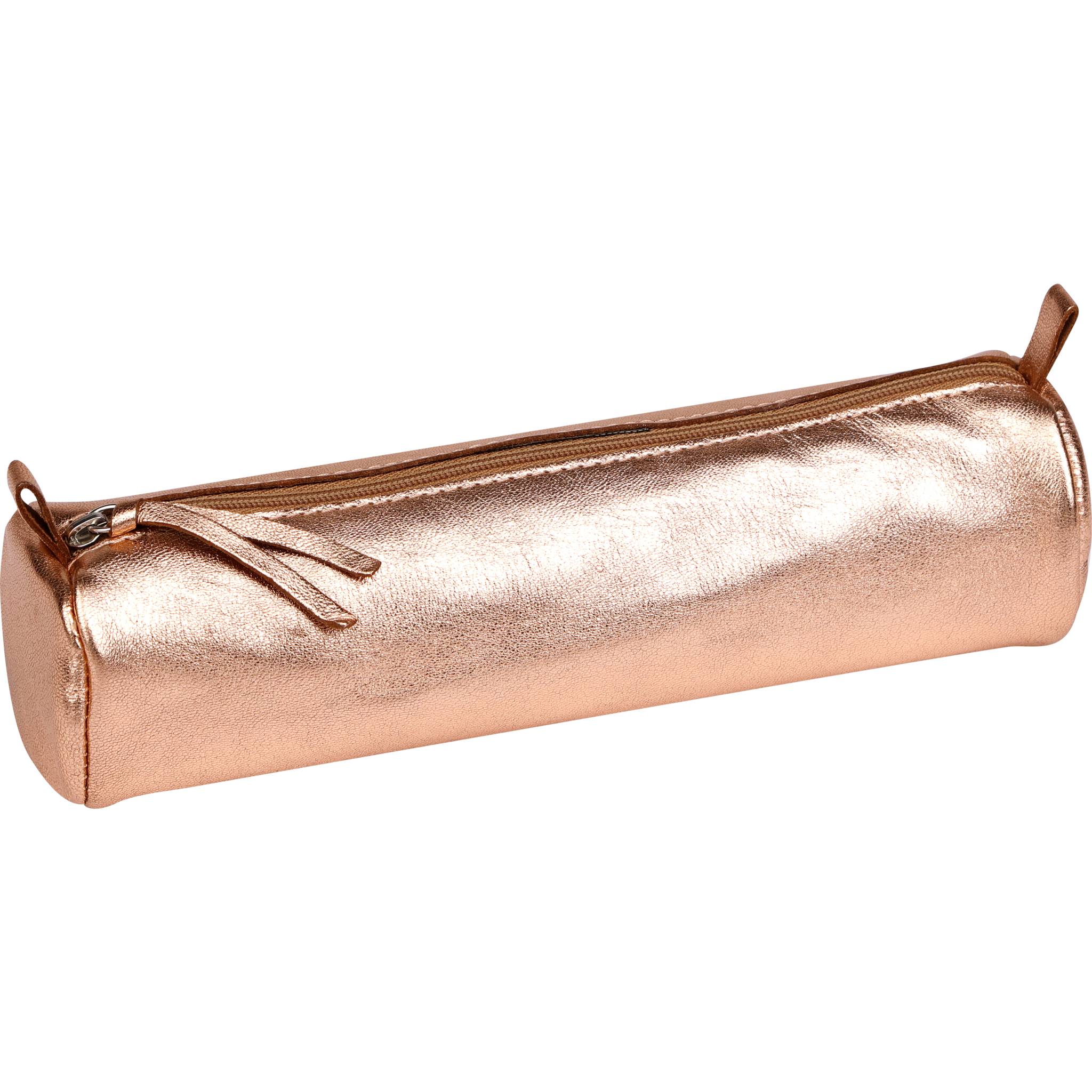 Clairefontaine 4x Schlampermäppchen Leder Cuirisé rund Ø5,5x22cm Kupfer 8687C