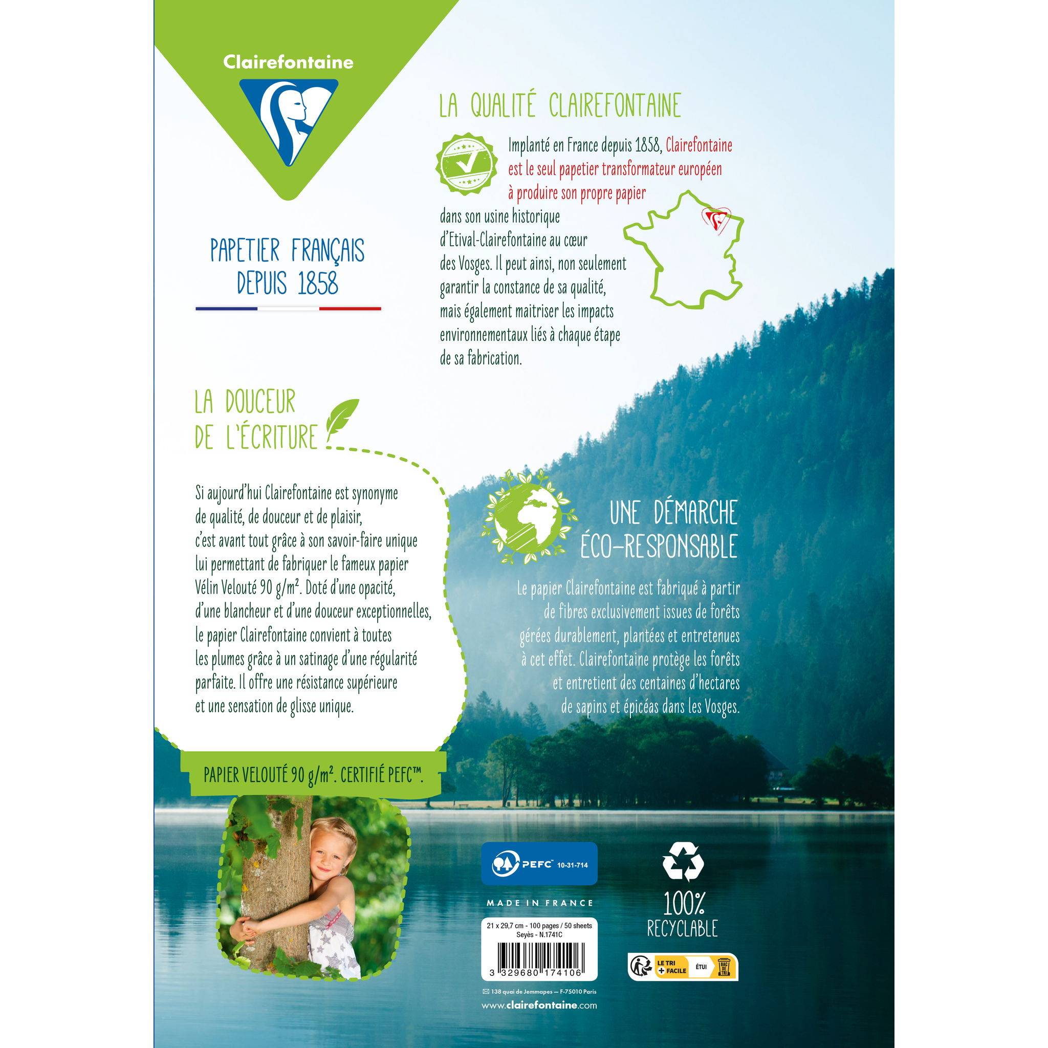 Clairefontaine 10x Farbige Ringbucheinlagen A4 Pack. 50 Blatt franz. Lin. 1741C