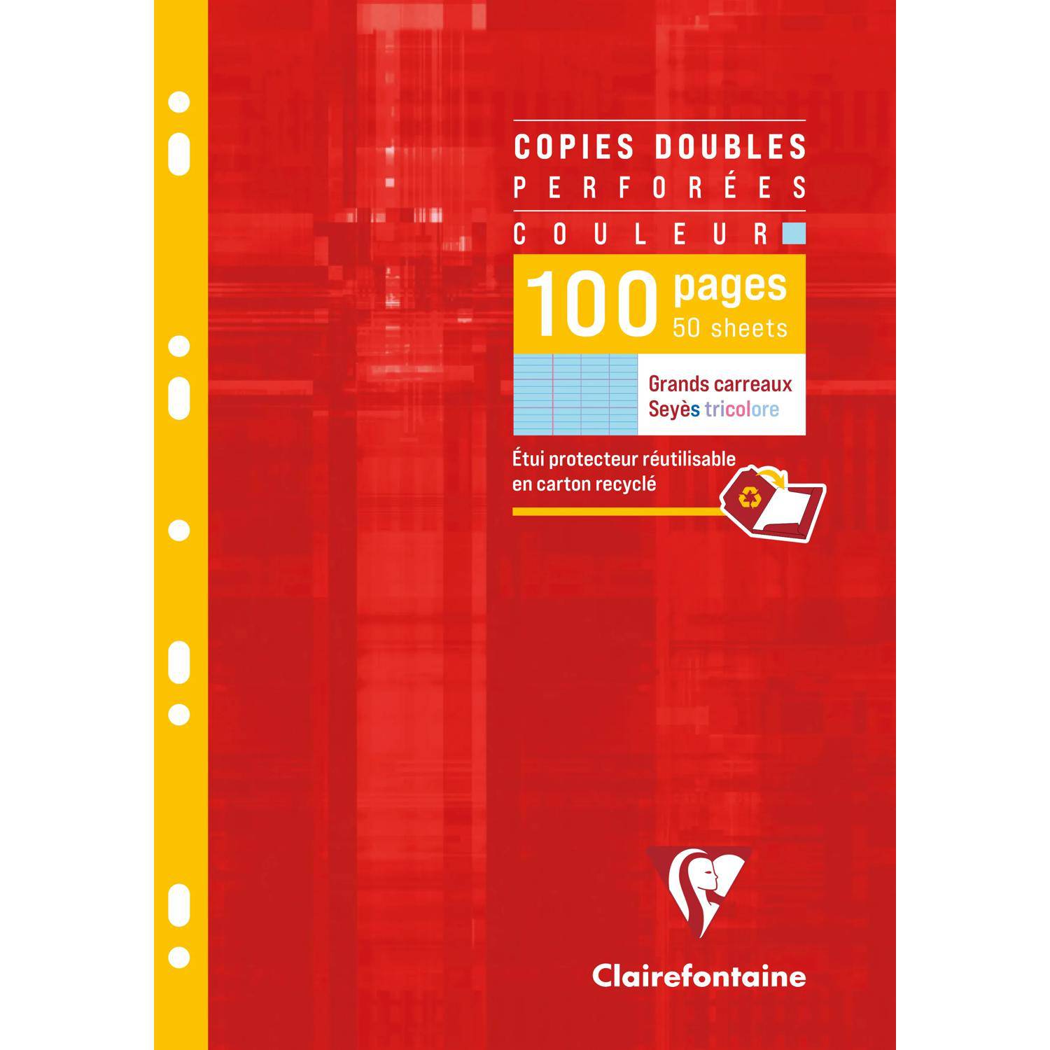 Rote Clairefontaine-Hefte mit Umschlag beschriftet „Copies doubles perforées couleur