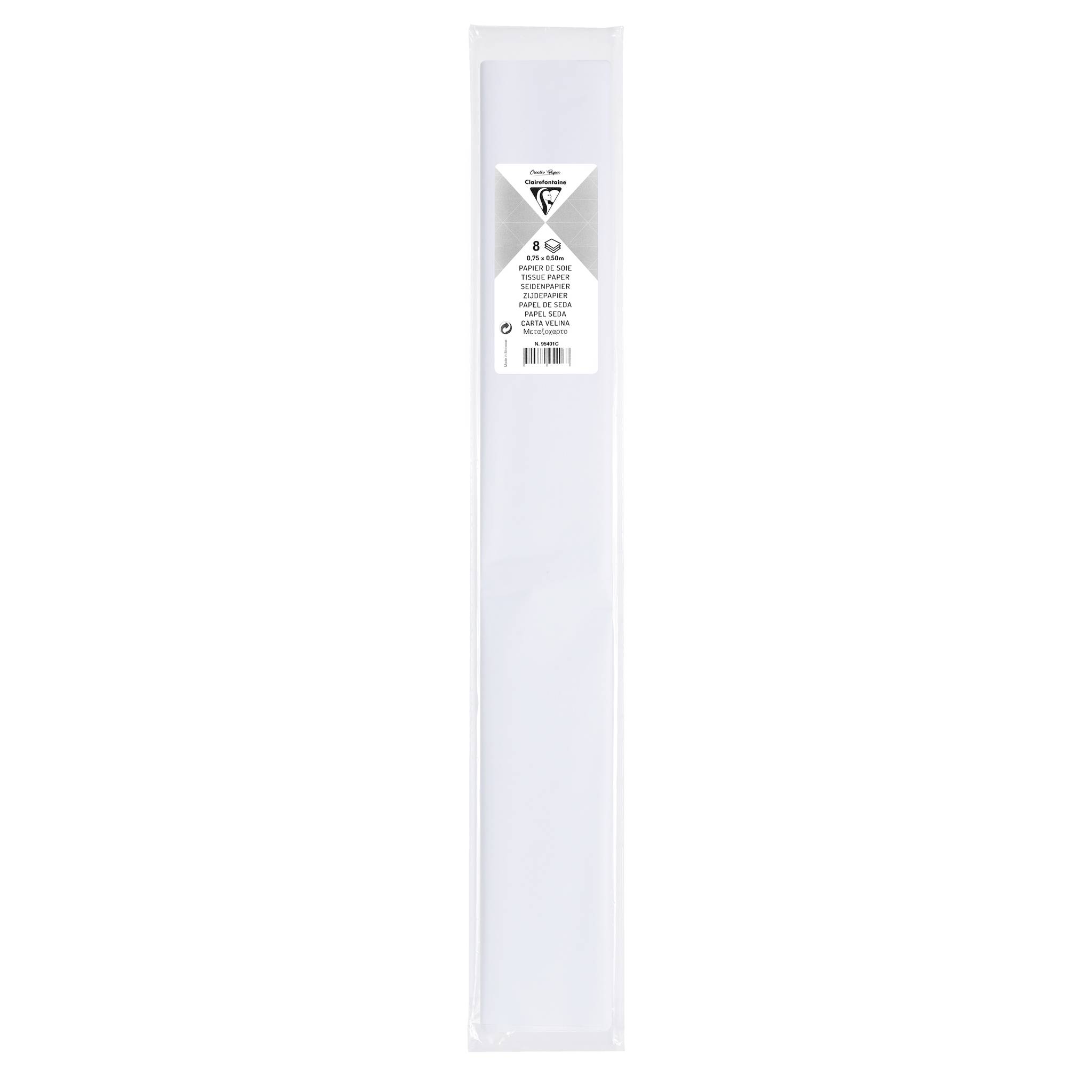 Clairefontaine 10x Seidenpapier, Pkg 8 Bogen 18g im Format 50x75cm Weiß 95401C