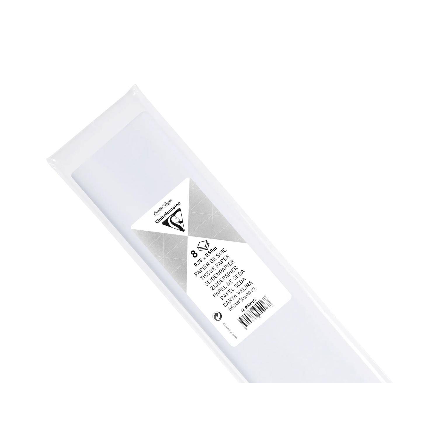 Clairefontaine 10x Seidenpapier, Pkg 8 Bogen 18g im Format 50x75cm Weiß 95401C