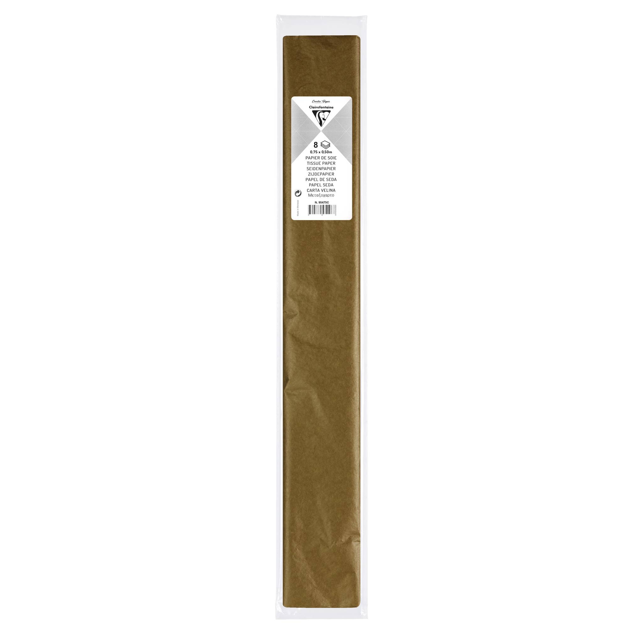 Clairefontaine 10x Seidenpapier, Pkg 8 Bogen 18g im Format 50x75cm Gold 95475C