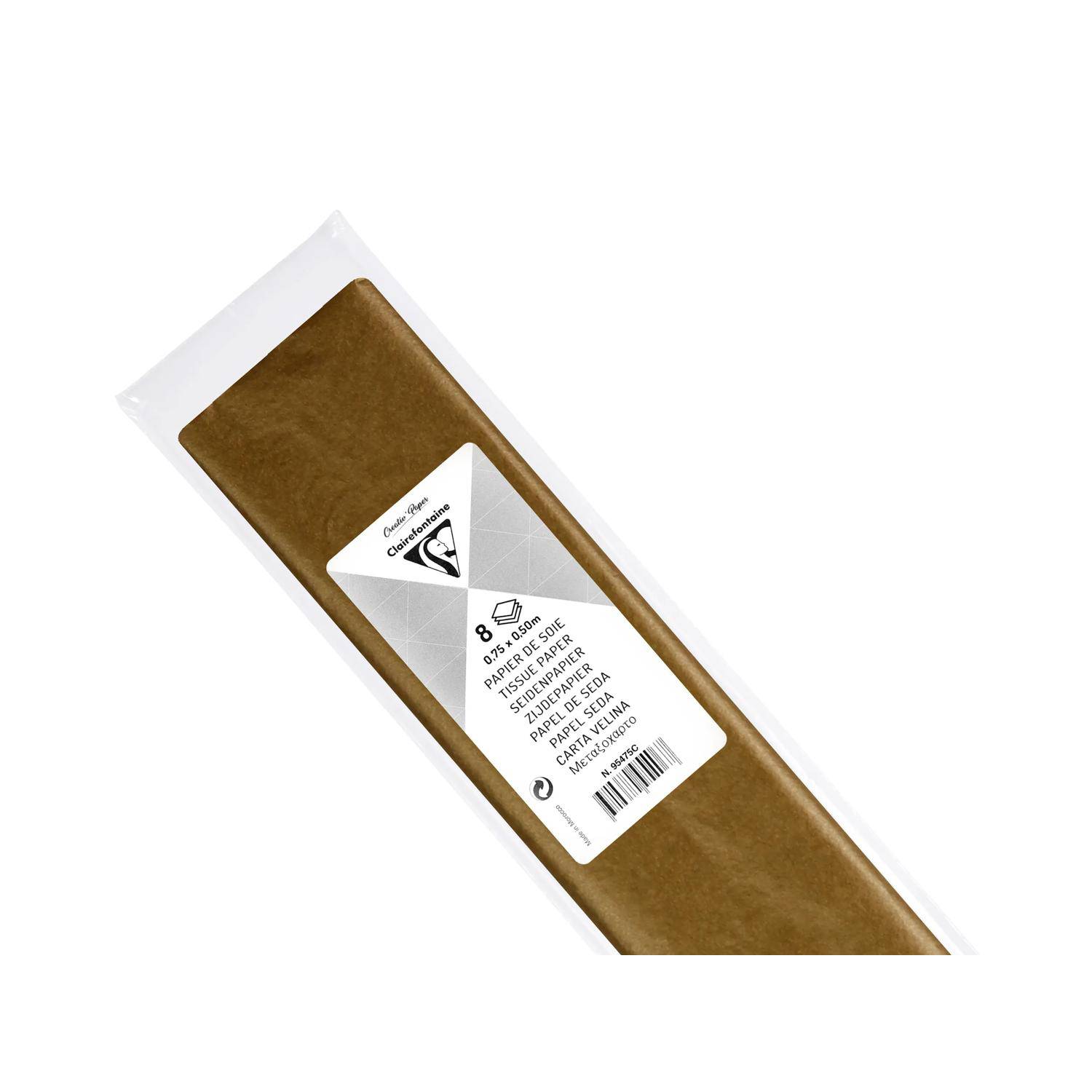 Clairefontaine 10x Seidenpapier, Pkg 8 Bogen 18g im Format 50x75cm Gold 95475C