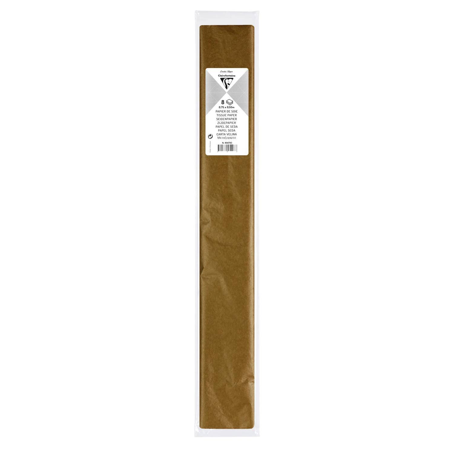 Clairefontaine 10x Seidenpapier, Pkg 8 Bogen 18g im Format 50x75cm Gold 95475C