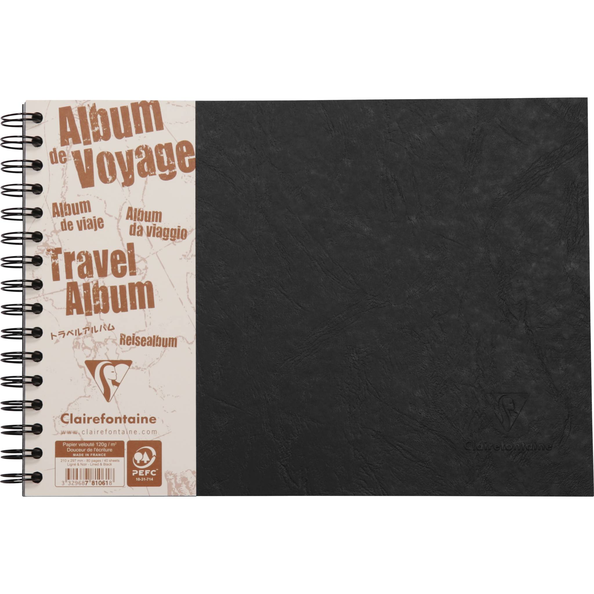 Clairefontaine 5x Reisealbum A4 liniert & blanko 40 Blatt Schwarz 781061C