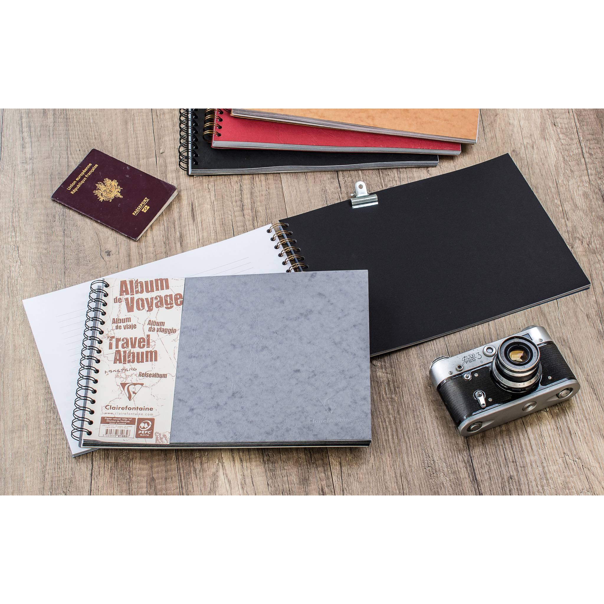 Clairefontaine 5x Reisealbum A5 liniert & blanko 40 Blatt Schwarz 781161C