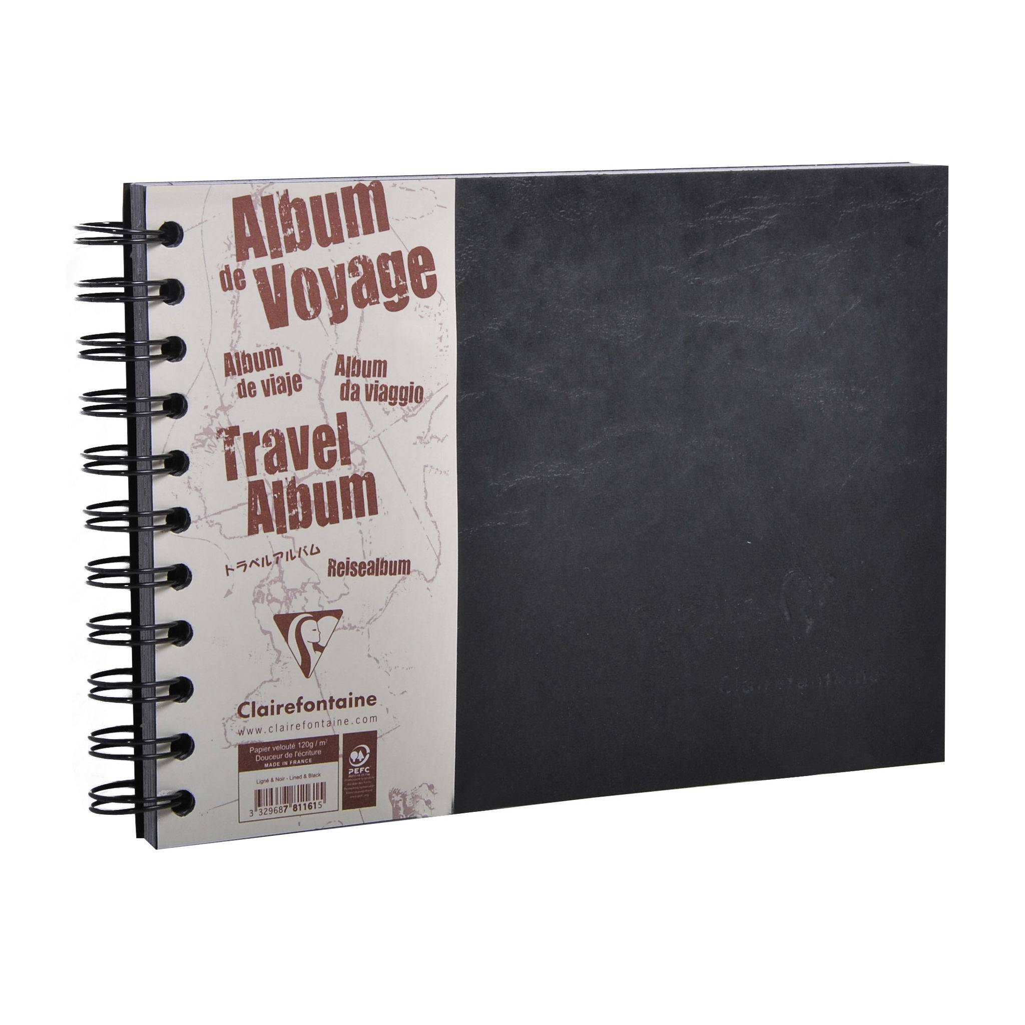 Clairefontaine 5x Reisealbum A5 liniert & blanko 40 Blatt Schwarz 781161C