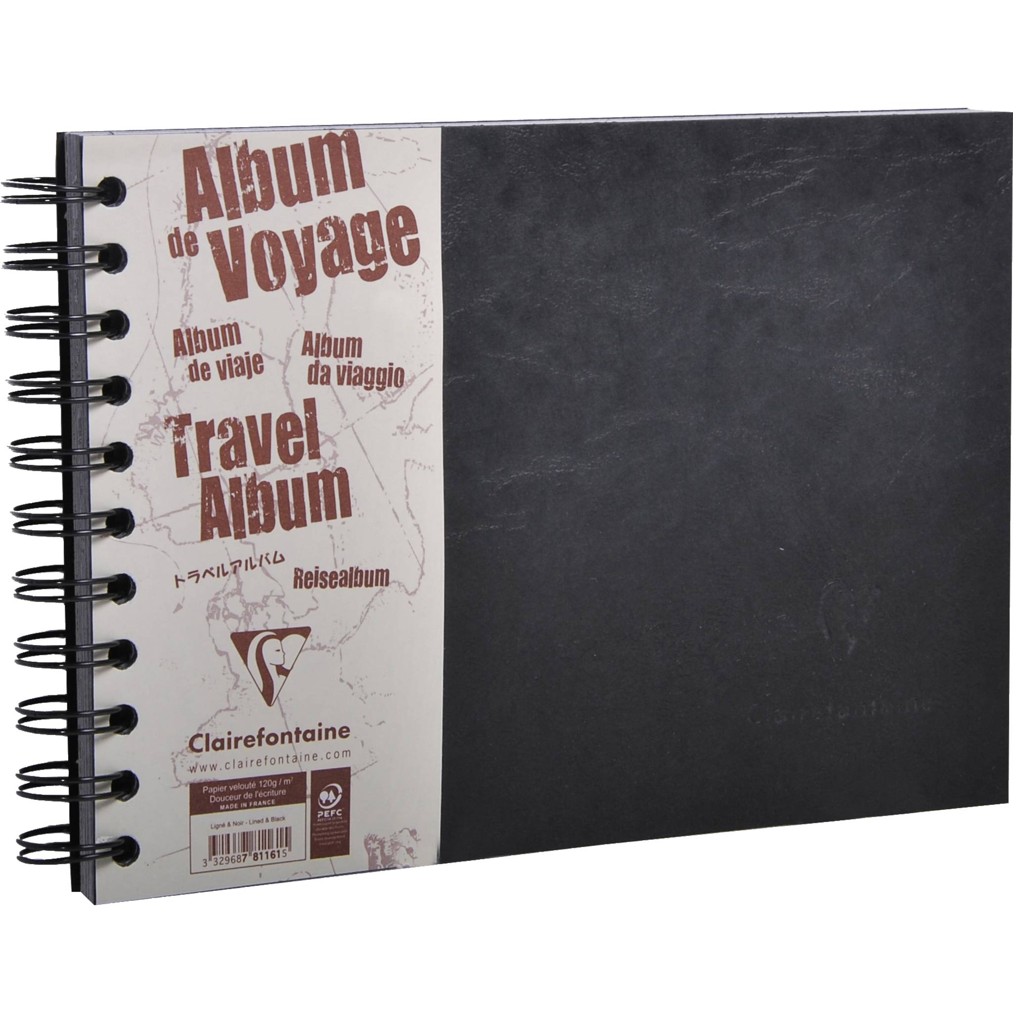 Clairefontaine 5x Reisealbum A5 liniert & blanko 40 Blatt Schwarz 781161C