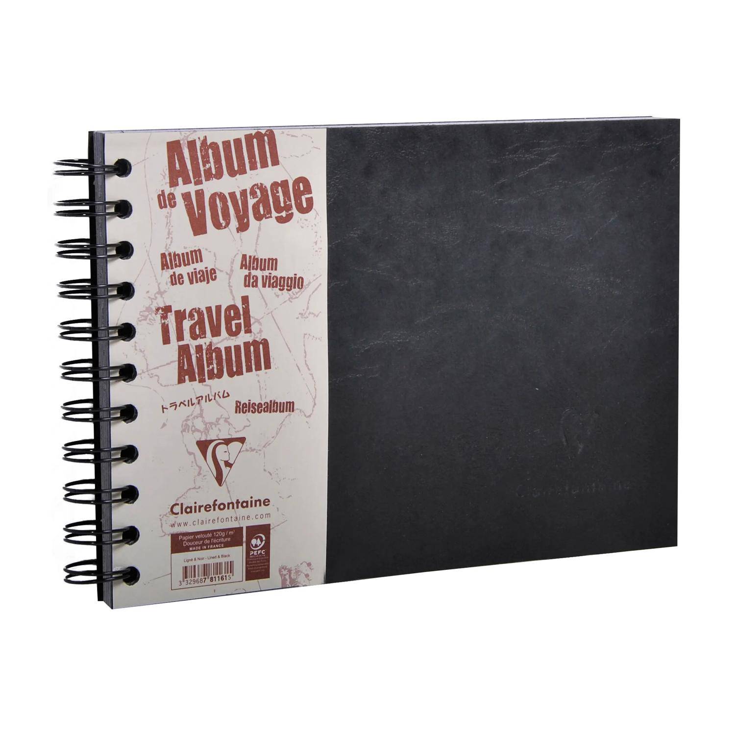 Clairefontaine 5x Reisealbum A5 liniert &amp; blanko 40 Blatt Schwarz 781161C