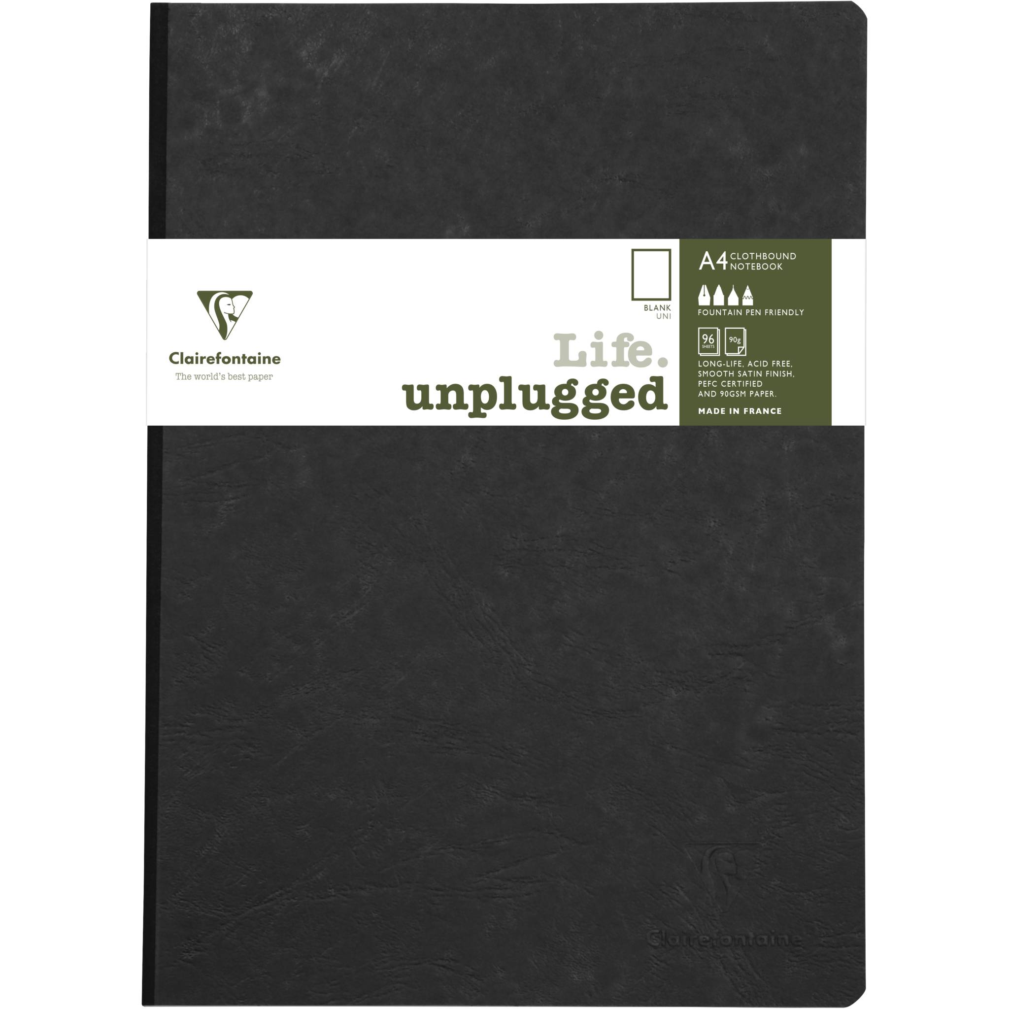 Clairefontaine 5x Notizbuch AgeBag A4 Leinen blanko 96 Blatt - Schwarz 791401C