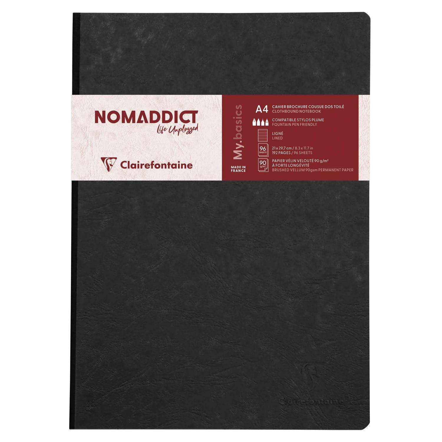 Clairefontaine 5x Notizbuch AgeBag A4 Leine liniert 96 Blatt - Schwarz 791461C
