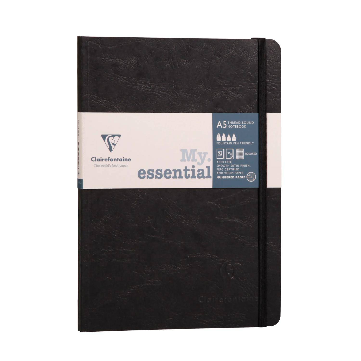 Clairefontaine 5x Notizbuch AgeBag My.essential A5 96 Bl kariert Schwarz 793421C