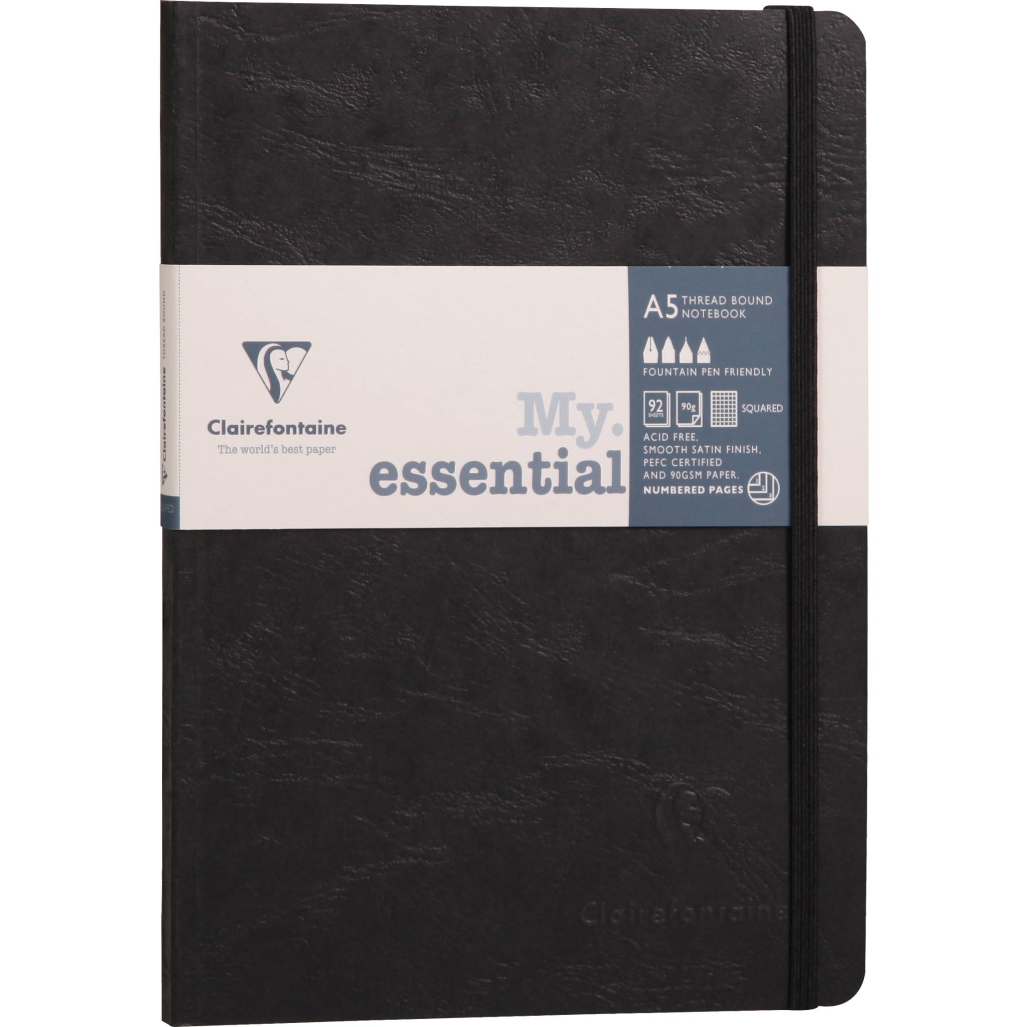 Clairefontaine 5x Notizbuch AgeBag My.essential A5 96 Bl kariert Schwarz 793421C