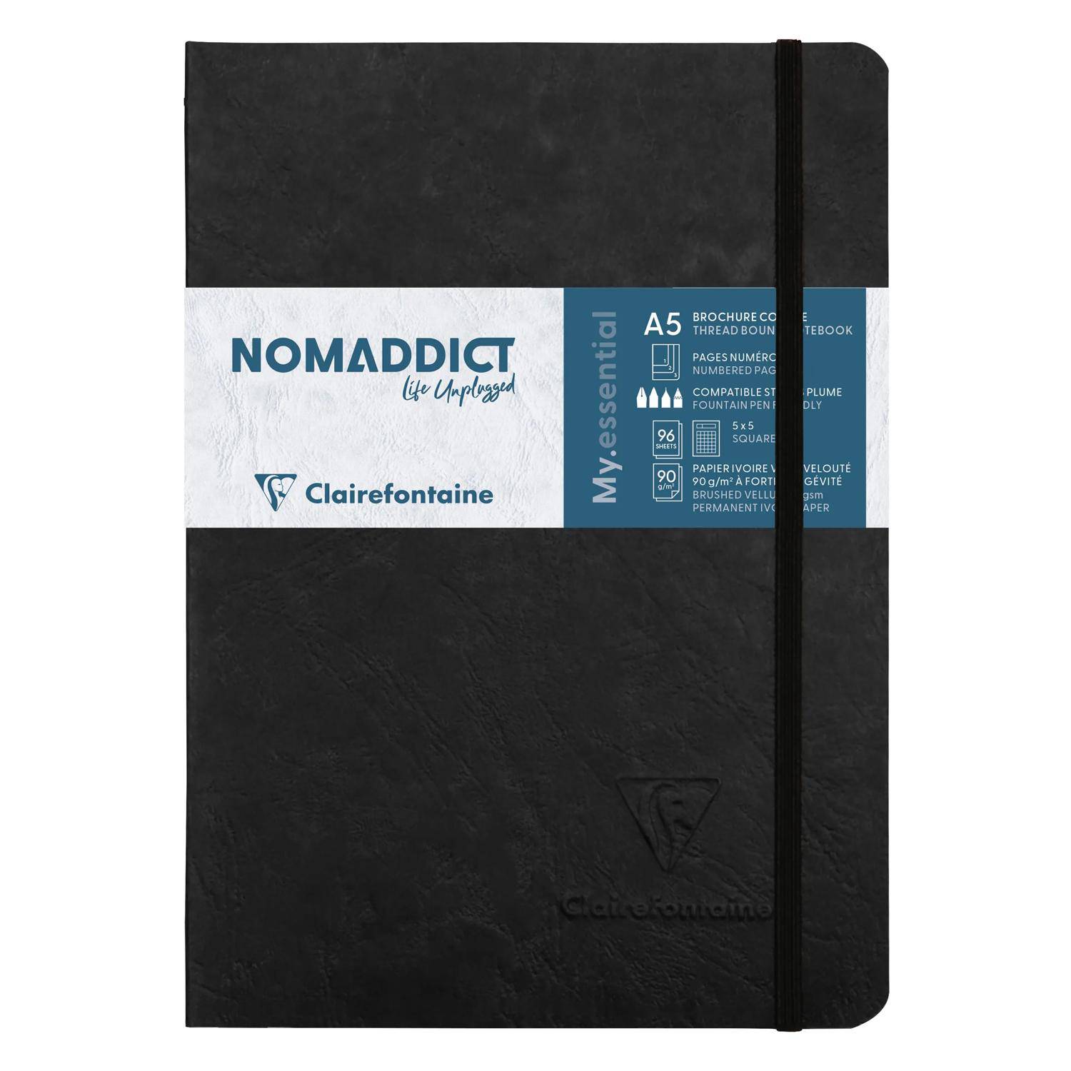 Clairefontaine 5x Notizbuch AgeBag My.essential A5 96 Bl kariert Schwarz 793421C