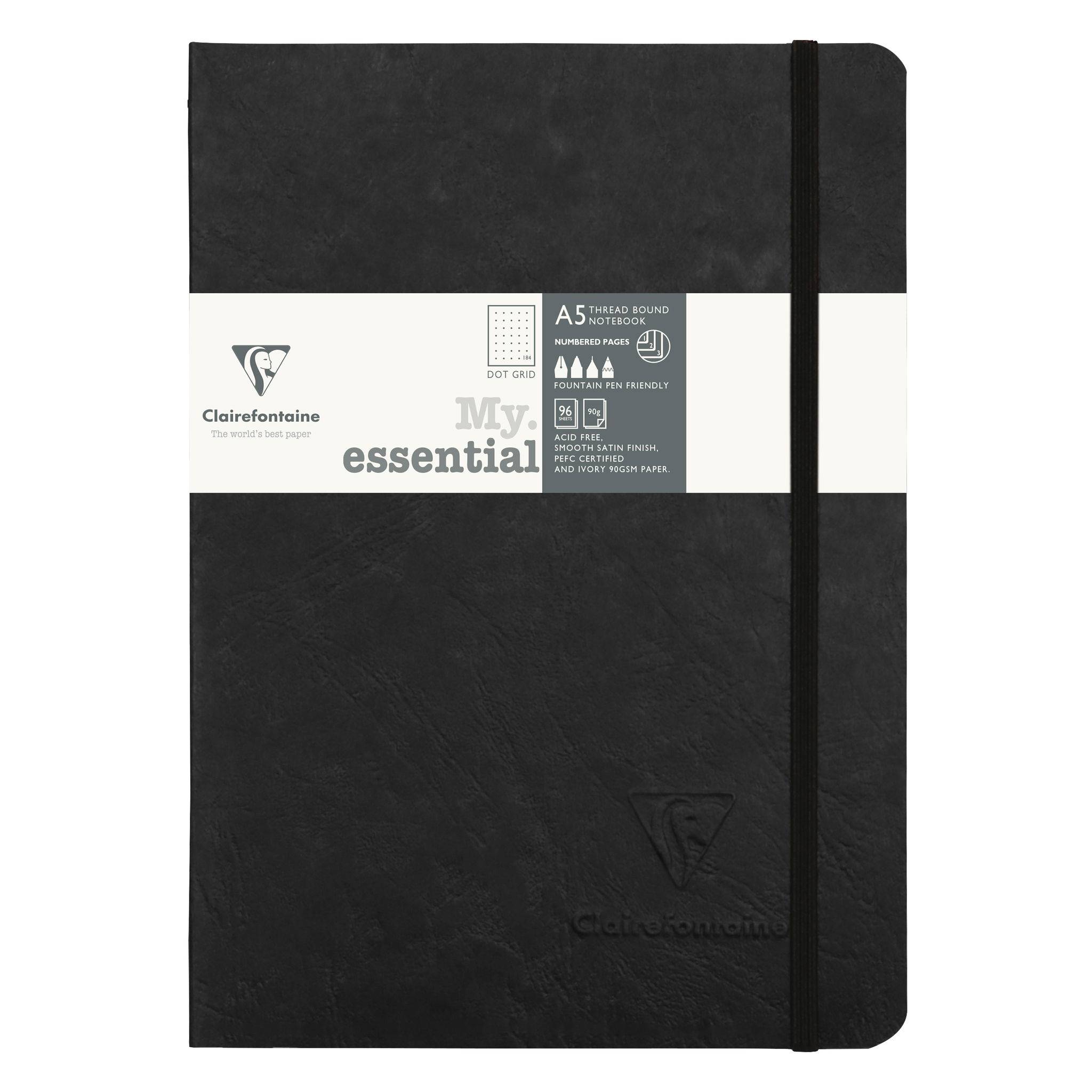 Clairefontaine 5x Notizbuch Age Bag My.Essential A5 96 Blatt Schwarz 793431C