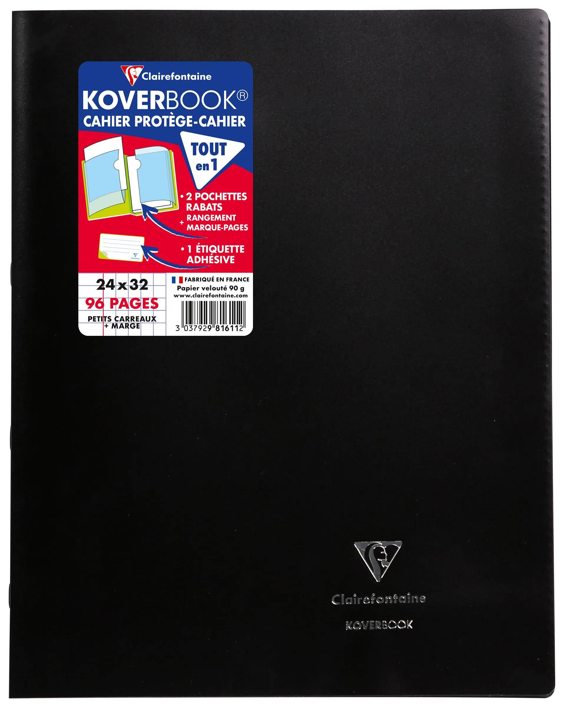Schwarzes Clairefontaine Koverbook Notizbuch mit Umschlag und Etikett auf der Vorderseite mit der Aufschrift „tout en 1