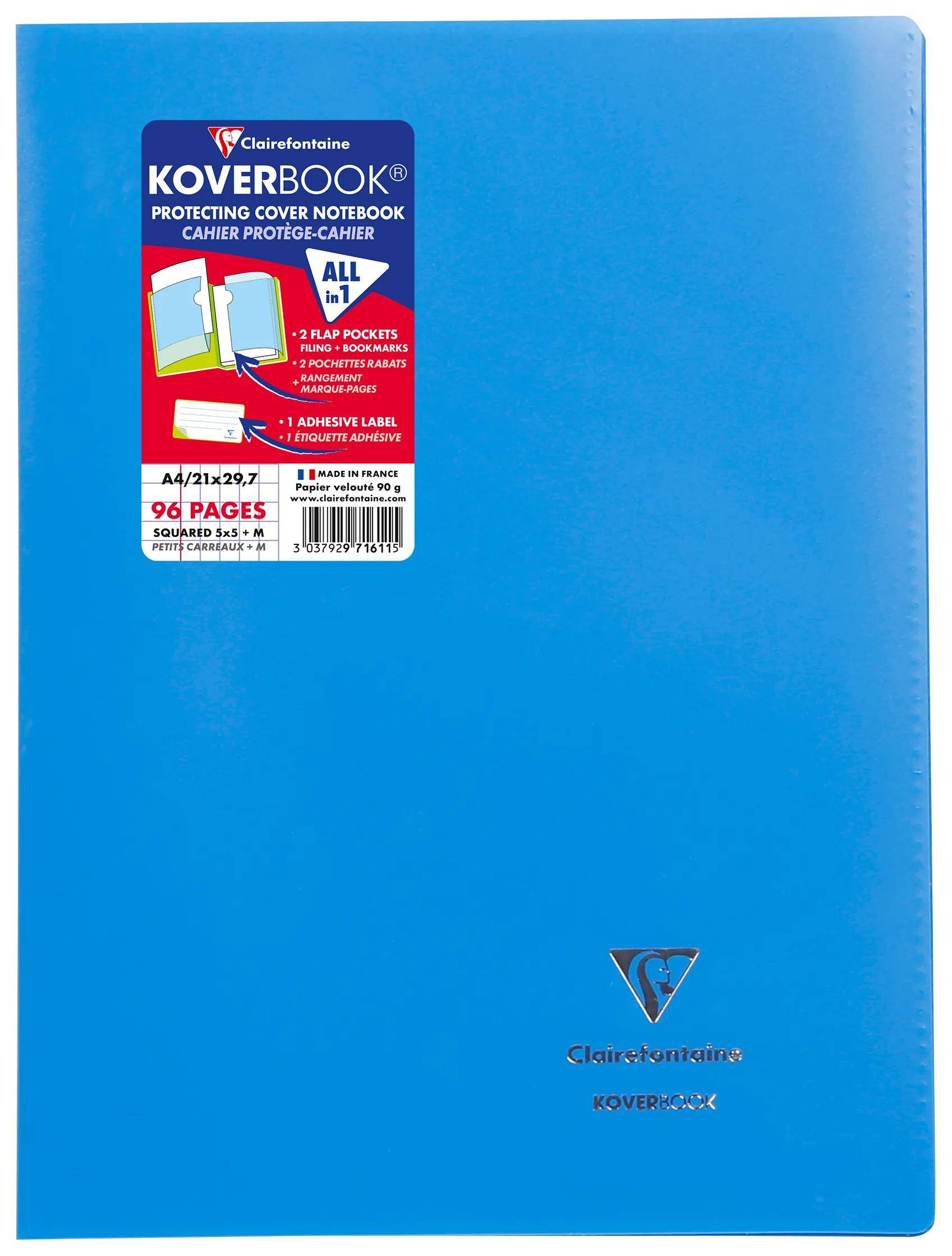 Blauer Notizbucheinband mit der Bezeichnung „Koverbook