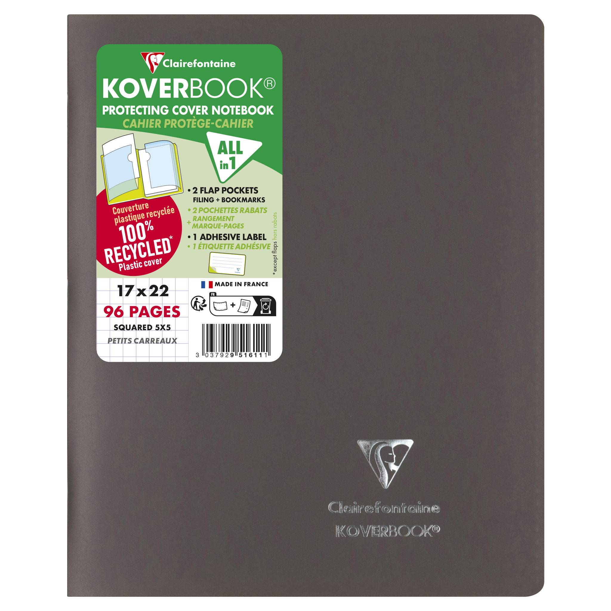 Clairefontaine 951611NRC 40x KoverbookHeftPP 17x22 48Bl ka okap
