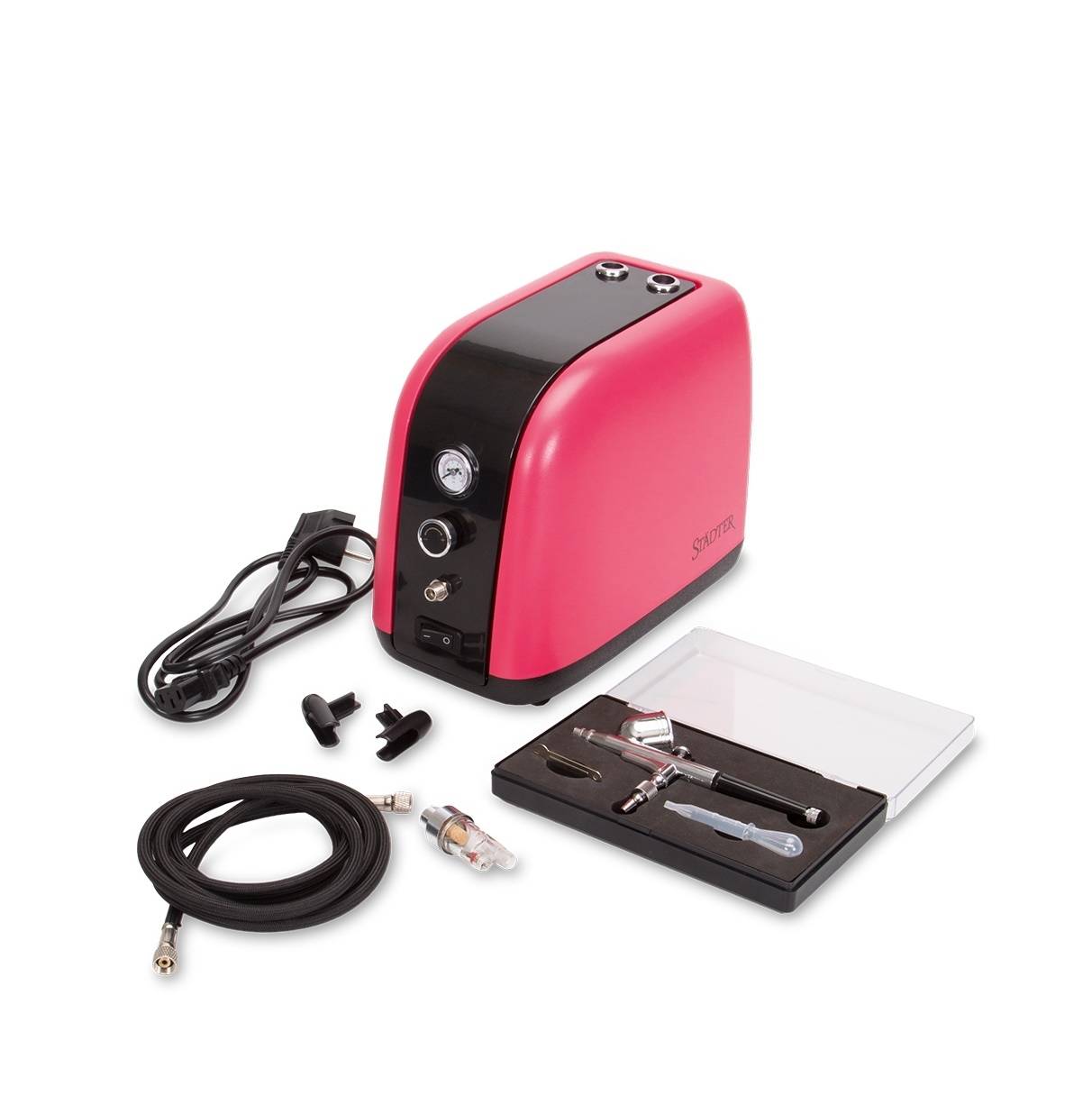 Städter Airbrush-Kompressor Set, Plastik, Pink, 25 x 20.5 x 14 cm