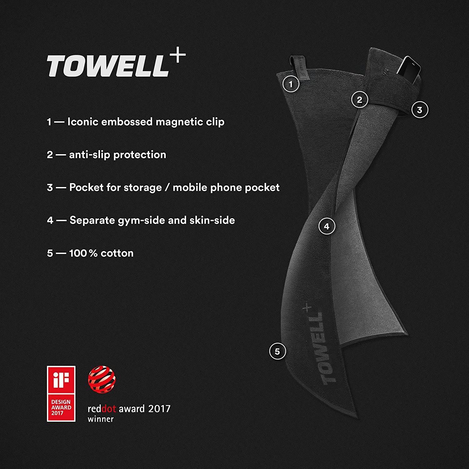 Stryve | Towell + V2 | Sporthandtuch mit Tasche und Magnetclip | Dynamic Red | ideal für Fitness und Outdoor | schnelltrocknend & kompakt