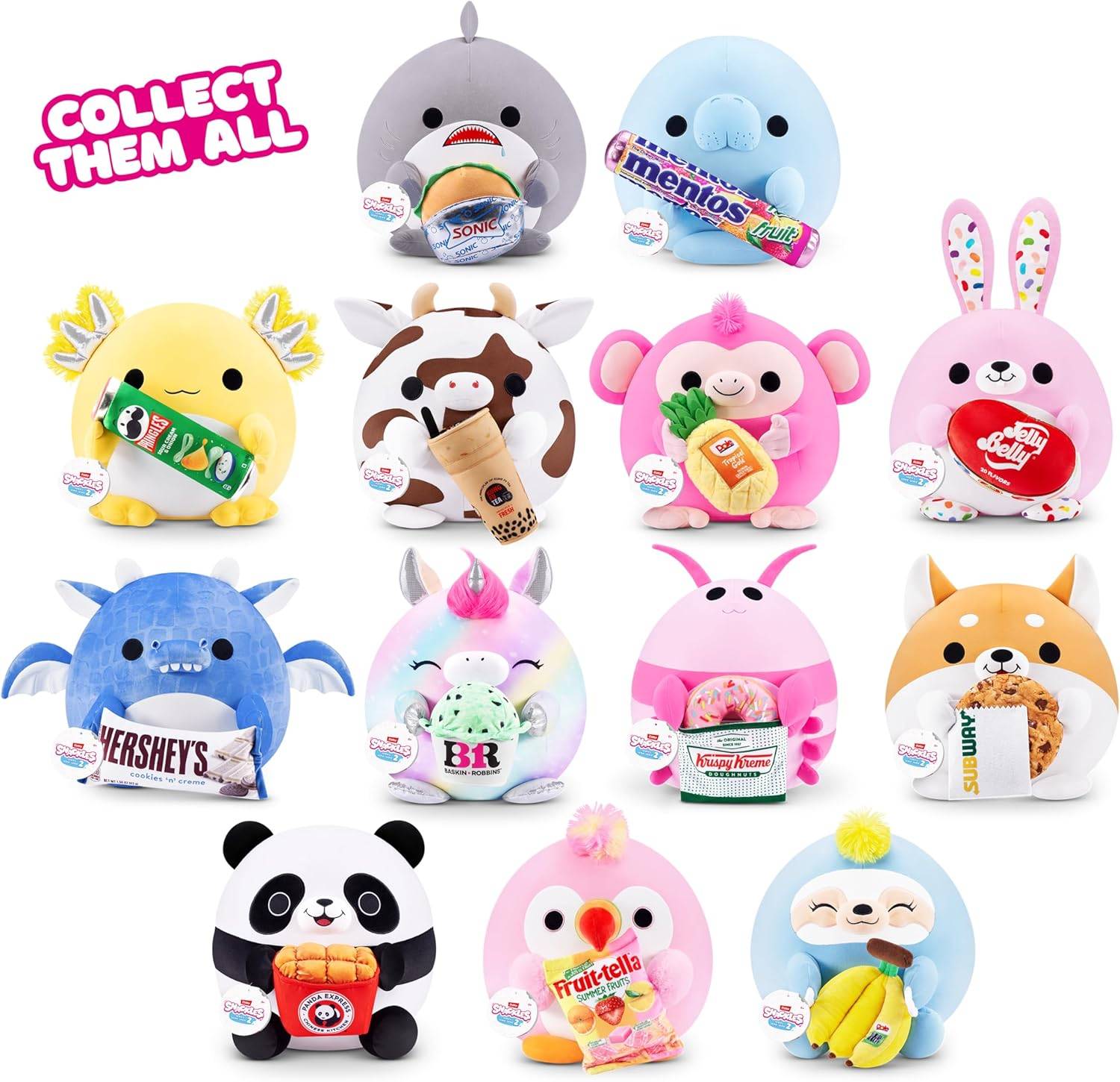 ZURU 77605T - Snackles Kuh Bonnie in Braun-Weiß mit Kung-Fu-Bubble-Tea, Serie 2.5 - Kuscheltier (20 cm)