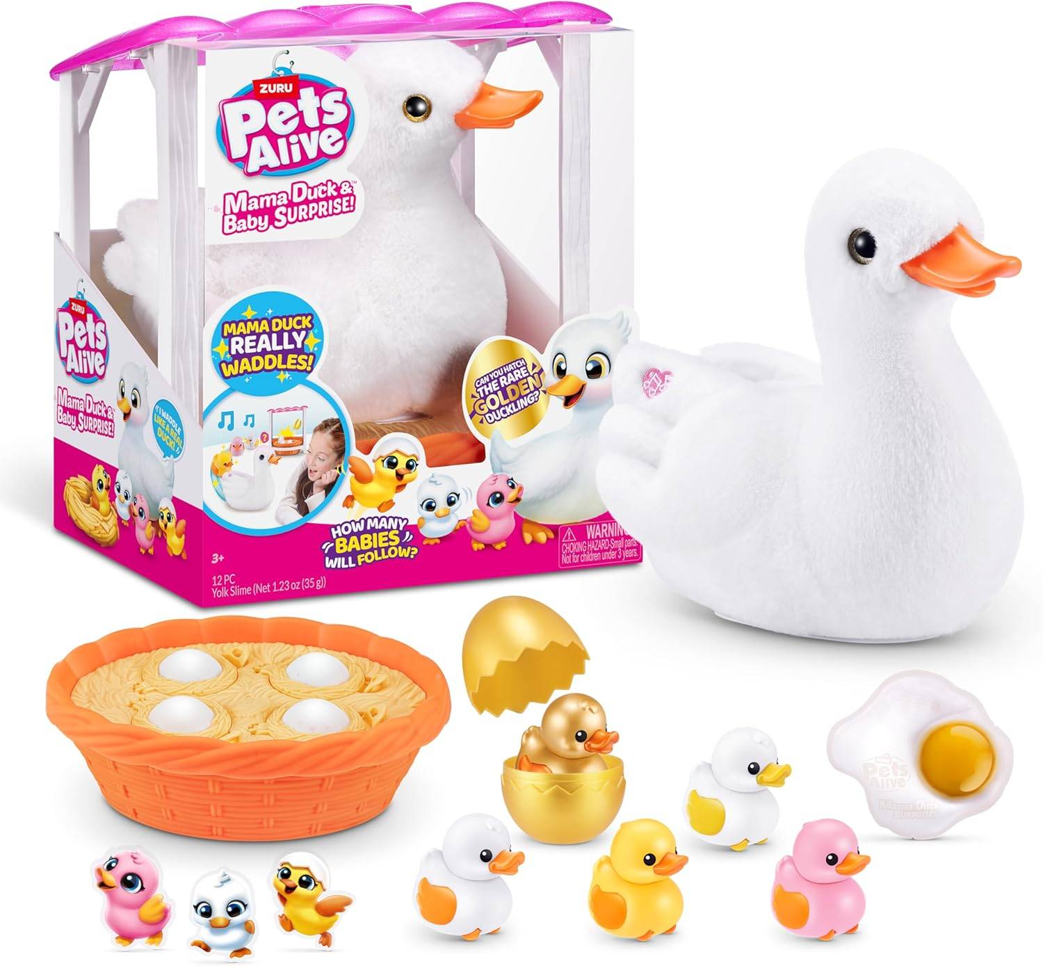 ZURU 9548 - Pets Alive Mama Duck Surprise Plüsch-Ente in Weiß - Elektronisches Haustier