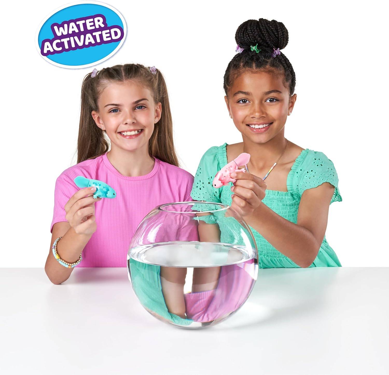 ZURU 9558 - Pets Alive Schwimmende Axolotls in Pink & Türkis - Elektronische Haustiere (2er Set)