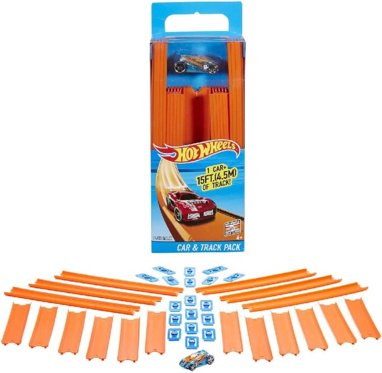 Mattel BHT77 - Hot Wheels Track Builder Gerader Track mit Fahrzeug