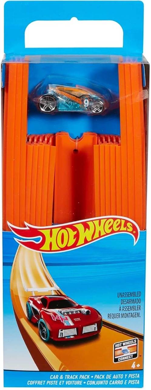 Mattel BHT77 - Hot Wheels Track Builder Gerader Track mit Fahrzeug