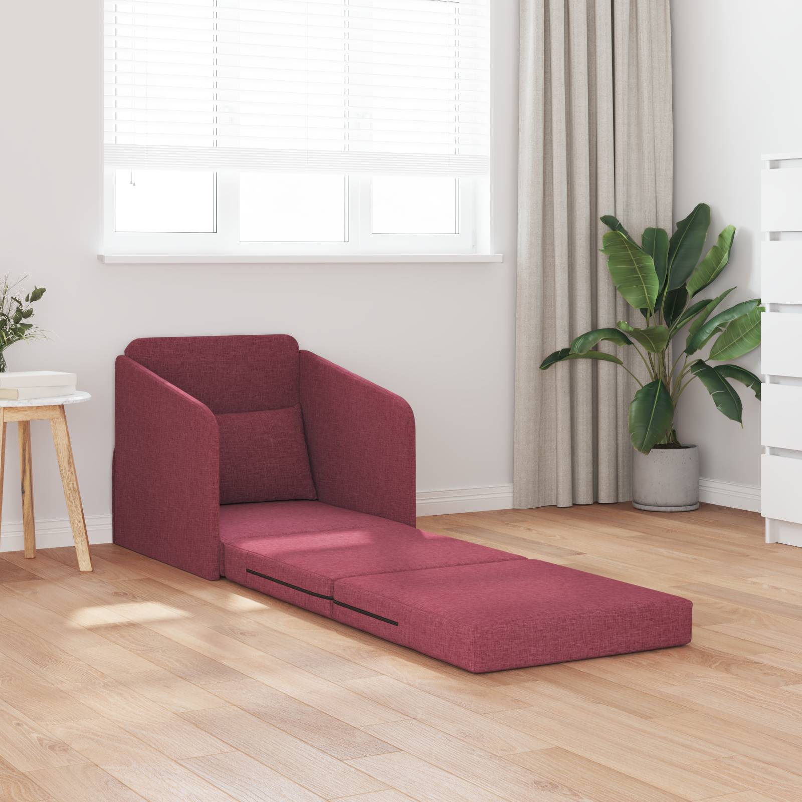 vidaXL Schlafsessel 2-in-1 Weinrot 65x80x83 cm Stoff