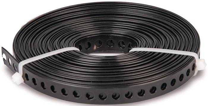 Lochband Band-B12x0,8mm L.10m verzinkt,schwarz ku.-besch.GAH