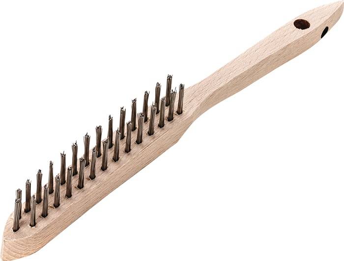 Handbürste L.290mm 0,35mm Stahldraht Besatz-L.140mm 2-reihig 12 LESSMANN
