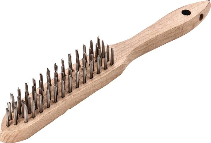 Handbürste L.290mm 0,35mm Stahldraht Besatz-L.140mm 4rhg.12 LESSMANN