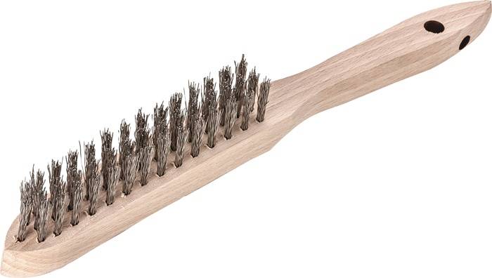 Handbürste L.290mm 0,35mm rostfr.Draht Besatz-L.140mm 3-reihig 12 LESSMANN