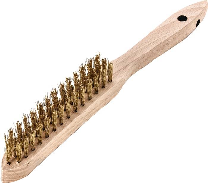 Handbürste L.290mm 0,35mm Messingdraht Besatz-L.140mm 3rhg.12 LESSMANN