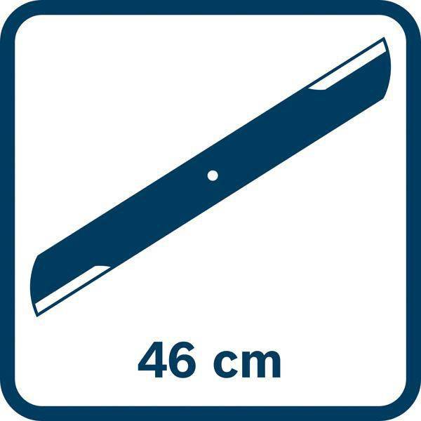 Diagramm eines 46 cm langen geraden Blattes oder Streifenwerkzeugs Icon innerhalb eines abgerundeten quadratischen Rahmens.