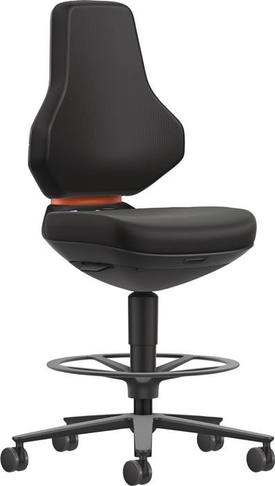 Arbeitsdrehstuhl TEXON Sitz-Stopp-Rl.u.Fußring Skintec schwarz 570-810mm BIMOS