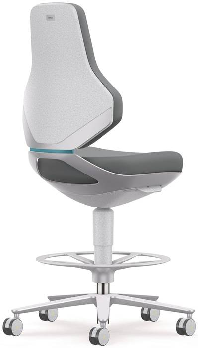 Arbeitsdrehstuhl TEXON Sitz-Stopp-Rollen u.Fußring Skintec grau