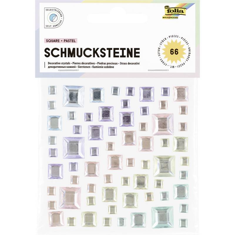 folia Schmucksteine SQUARE PASTEL, selbstklebend