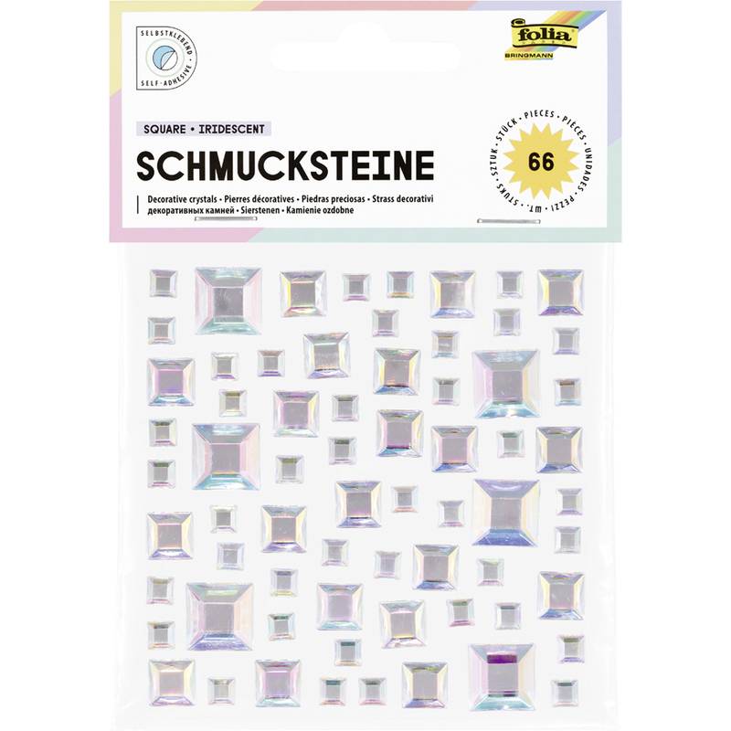folia Schmucksteine SQUARE IRIDESCENT, selbstklebend