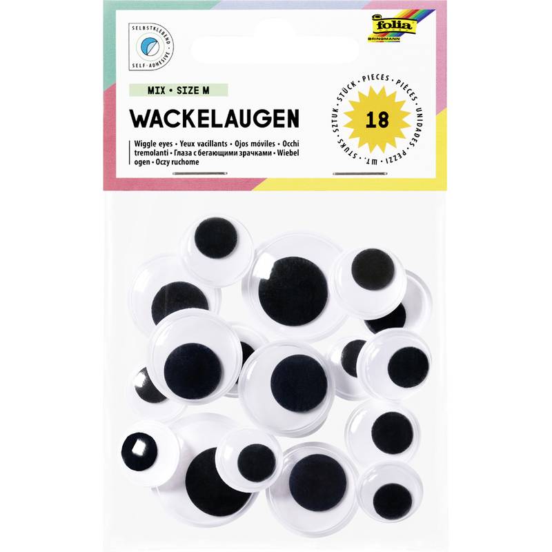 folia Wackelaugen-MIX, Größe M, selbstklebend