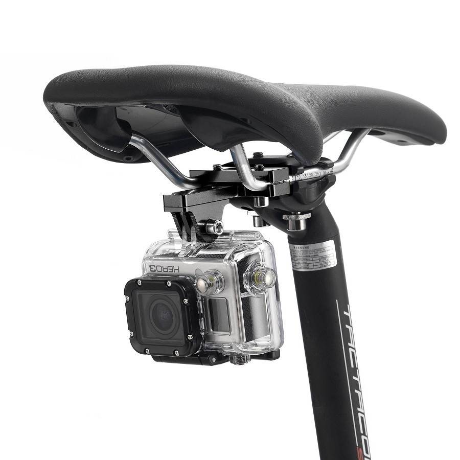 PULUZ Aluminium Fahrrad-Sitzhalterung für GoPro & Action Kameras Schwarz