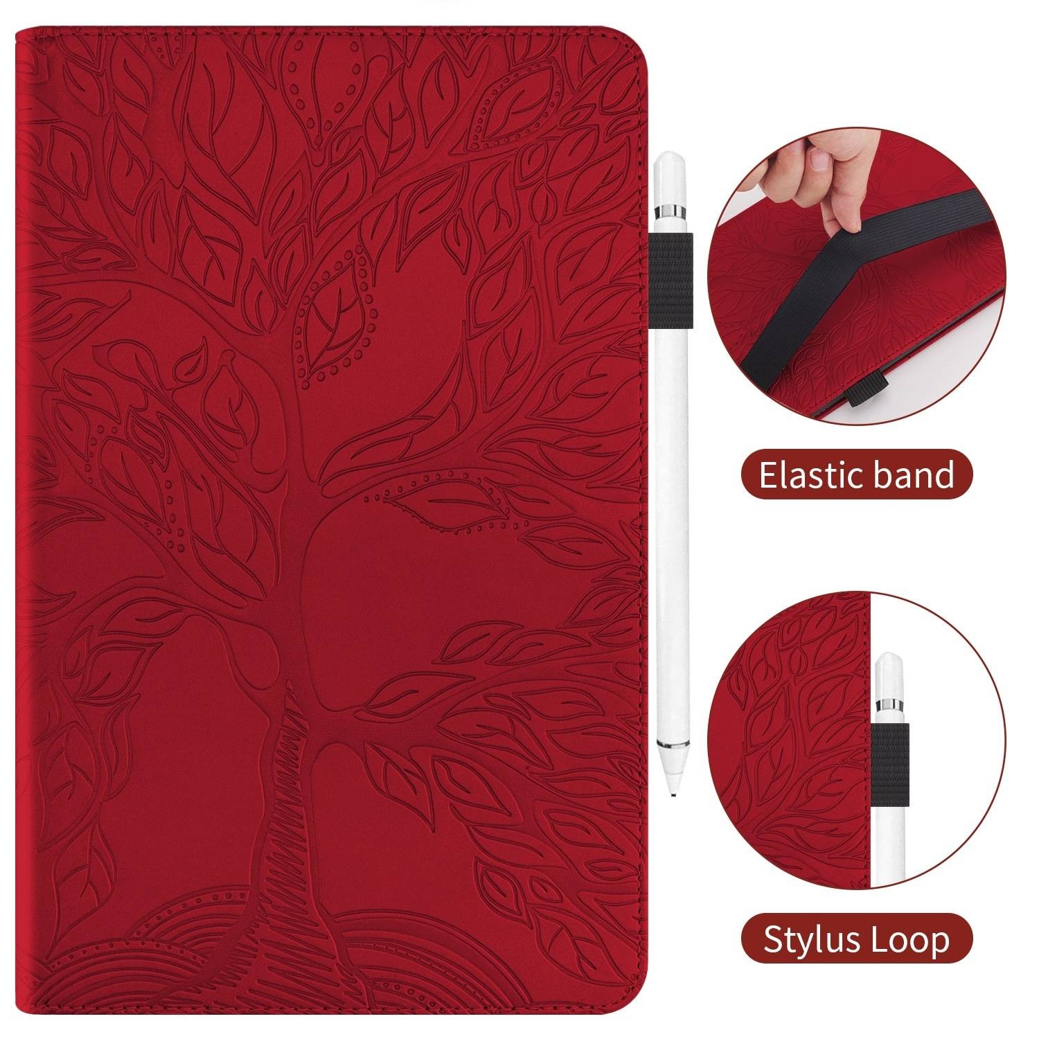 Für Xiaomi Pad 7 / 7 Pro aufstellbare Baum Muster Kunstleder Hülle Tasche Case Rot