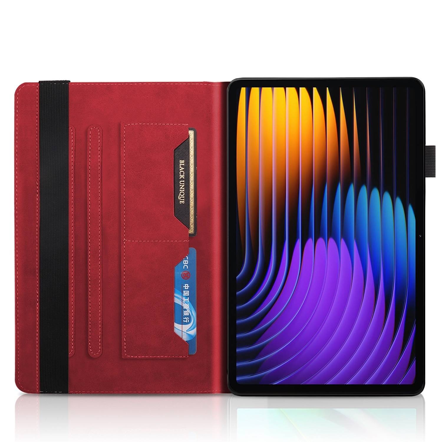 Für Xiaomi Pad 7 / 7 Pro aufstellbare Baum Muster Kunstleder Hülle Tasche Case Rot