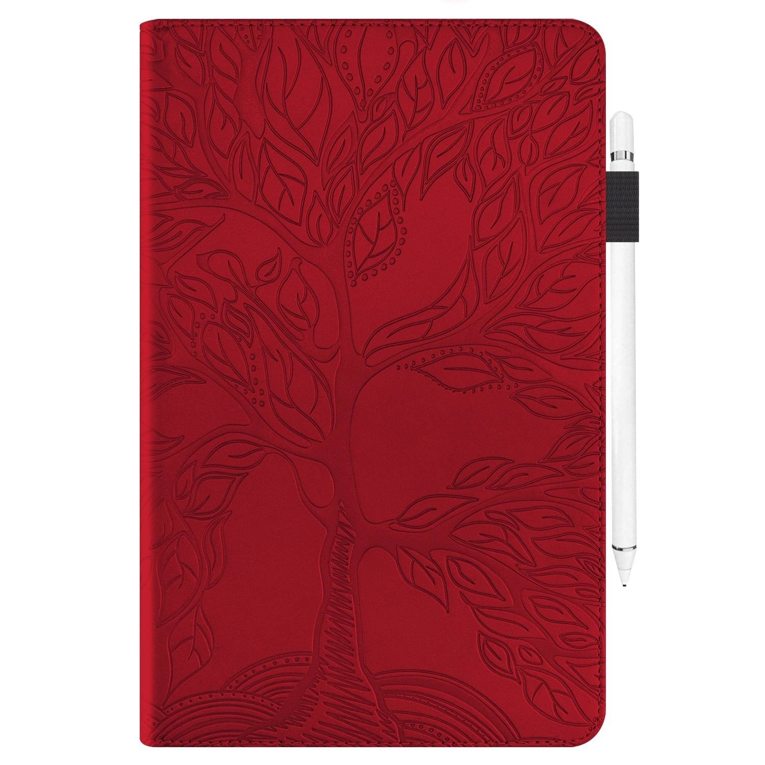 Für Xiaomi Pad 7 / 7 Pro aufstellbare Baum Muster Kunstleder Hülle Tasche Case Rot