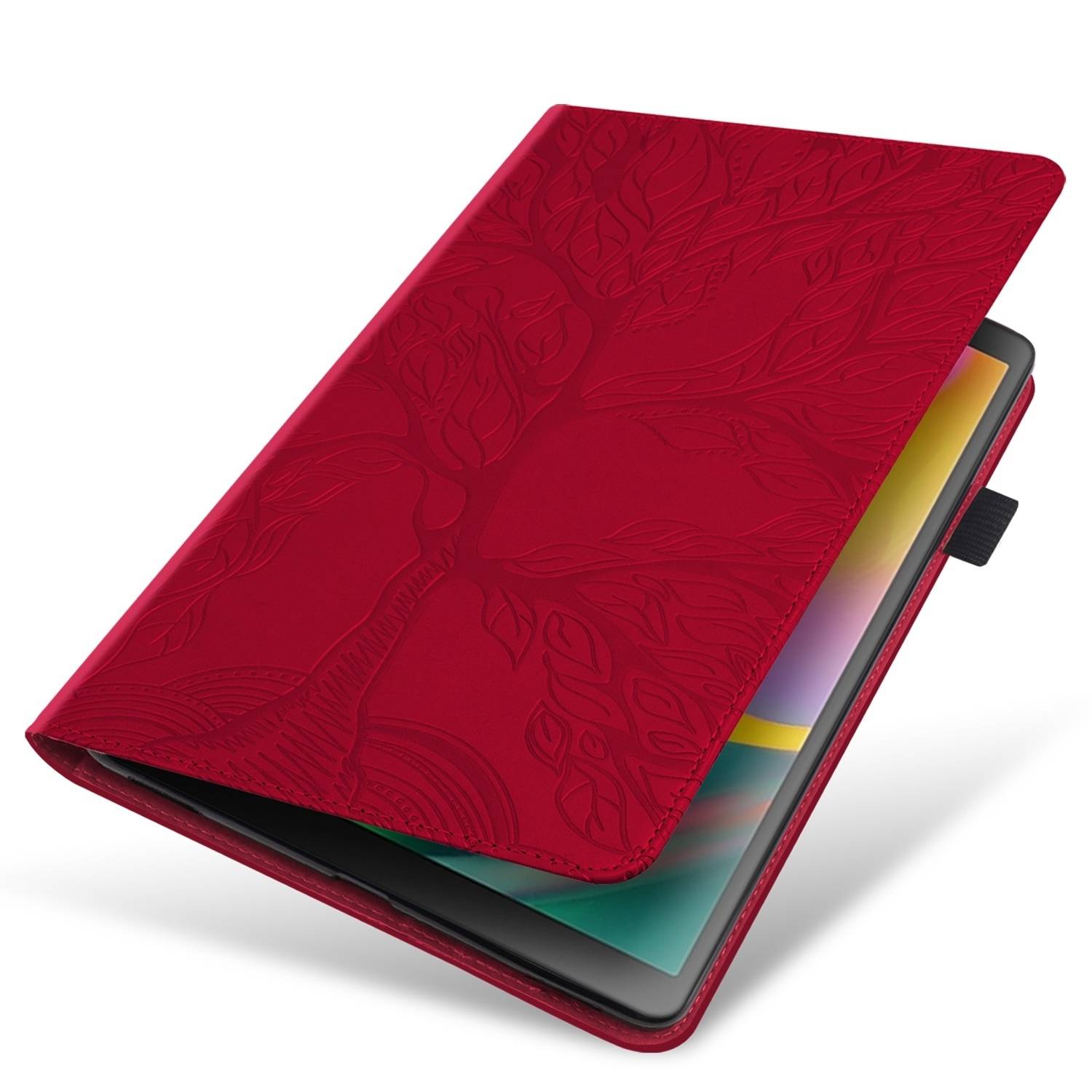Für Xiaomi Pad 7 / 7 Pro aufstellbare Baum Muster Kunstleder Hülle Tasche Case Rot